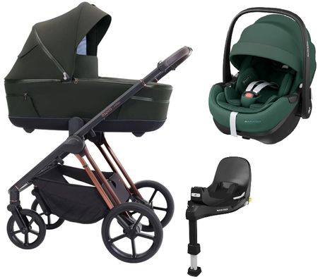 Espiro Miloo 2025 Wózek Głęboko-Spacerowy + Maxi-Cosi Pebble 360 Pro2 Fotelik Samochodowy + Baza