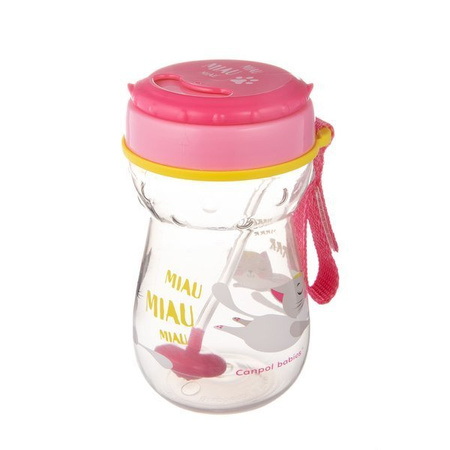 Canpol Babies Bidon ze składaną rurką silikonową z odważnikiem 350ml 56/521 Kotek