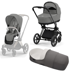 Cybex Priam 4.0 Wózek Głęboko-Spacerowy Mirage Grey + Cybex Platinum Lite Cot Priam Gondola Manhattan Grey