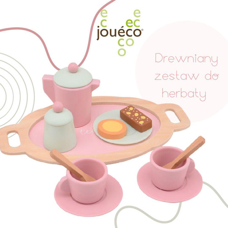Joueco Drewniany zestaw do herbaty Tea set pink