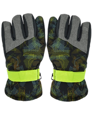 Noviti Rękawiczki Narciarskie 5P Chłopięce Żółte Wzory Rozmiar 16