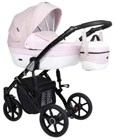 Kunert Lavado Wózek Głęboko-Spacerowy Żakard + Róż Czarna Rama Koła Żelowe