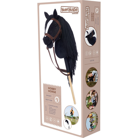 Hoppihorse Koń na Kiju Hobby Horse A3 Czarny 66cm