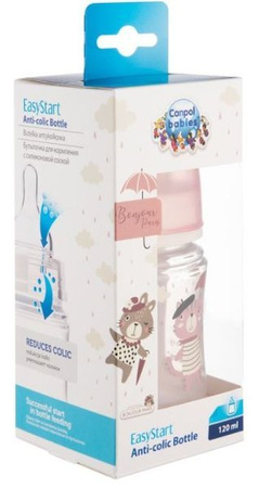 Canpol Babies Easy Start Bonjour Paris Butelka Szeroka Antykolkowa 120 ml 35/231 Pink