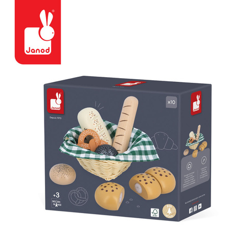 Janod Koszyk z pieczywem z drewna Shiny Grandma 3+
