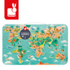 Janod Układanka drewniana magnetyczna Mapa świata z 50 magnesami Dinozaury 7+