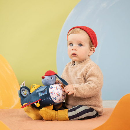 Lilliputiens Przytulanka aktywizująca wielofunkcyjna Samolot Piesek Jules 9 m+