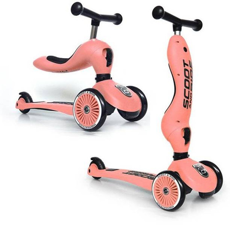 Scootandride Highwaykick 1 Jeździk i Hulajnoga 2w1 1-5 Lat + Scootandride Kask S-M Peach