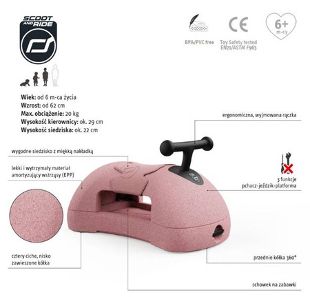 Scootandride My First Wielofunkcyjny Jeździk Rose