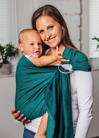 LennyLamb Chusta Kółkowa Do Noszenia Dzieci Splot Jodełkowy Ramię Bez Zakładek Standard 1,8 m 100% Bawełna Szmaragd 