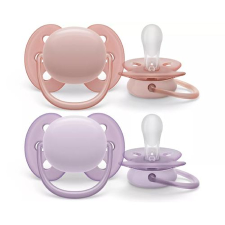 Avent Ultra Soft Smoczek Uspokajający 091/31 2szt. 0-6m Różowy / Fioletowy