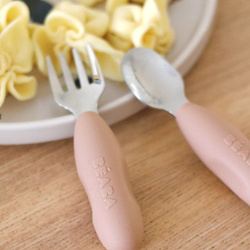 Beaba Zestaw pierwszych sztućców ze stali nierdzewnej Cotton candy