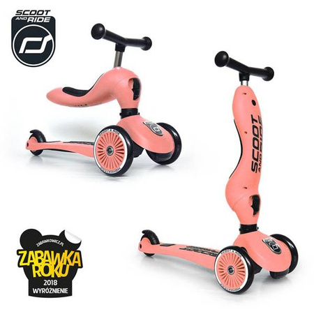 Scootandride Highwaykick 1 Jeździk i Hulajnoga 2w1 1-5 Lat Peach