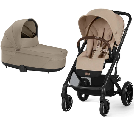 Cybex Balios S Lux 2.0 Wózek Głęboko-Spacerowy Almond Beige BLK + 	Cybex Cloud G I - Size Fotelik Samochodowy 0-13 kg + Adaptery