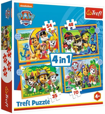 Trefl Puzzle PAW Psi Patrol Wakacyjny Puzzle 4w1