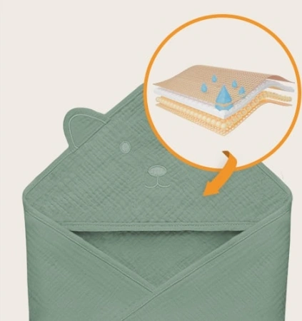 Lionelo Ręcznik kąpielowy z kapturkiem Muslin Hooded Towel Green Forest