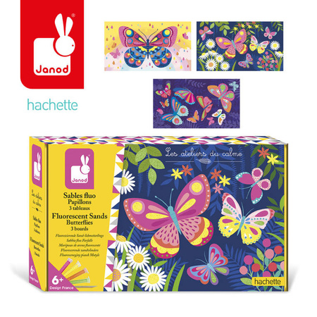 USZKODZONE OPAKOWANIE Janod Zestaw kreatywny Fluorescencyjny piasek Motyle 6+