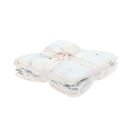 Lassig Muślinowa pieluszka otulacz z bawełny organicznej Zestaw 3 szt. 60x60cm Happy Fruits blue