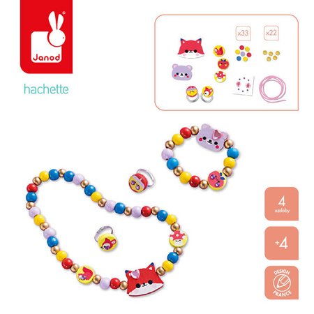 Janod Zestaw kreatywny do tworzenia biżuterii z drewna Piękny las 4+