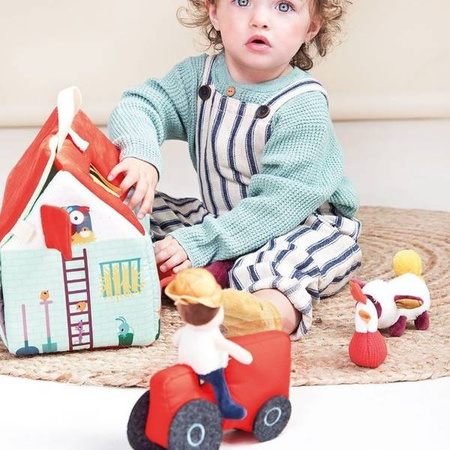 Lilliputiens Rozkładany Domek Farma z 6 Zwierzątkami, Rolnikiem i Traktorem 18m+