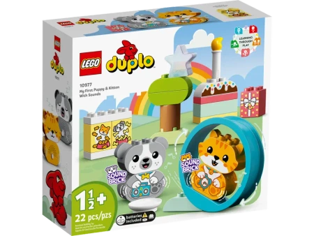 Lego 10977 Mój Pierwszy Szczeniak i Kotek z Odgłosami