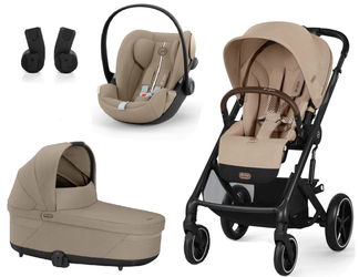 Cybex Balios S Lux 2.0 Wózek Głęboko-Spacerowy Almond Beige BLK + 	Cybex Cloud G I - Size Fotelik Samochodowy 0-13 kg + Adaptery