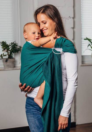 LennyLamb Chusta Kółkowa Do Noszenia Dzieci Splot Jodełkowy Ramię Bez Zakładek Standard 1,8 m 100% Bawełna Szmaragd 