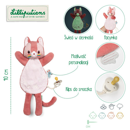 Lilliputiens Przytulanka komforter pacynka świecąca w ciemności Kotka Jeanne 0 m+