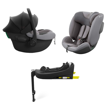 Kinderkraft Zestaw 3w1 Endura Safe Modular System Fotelik Samochodowy 0-36 kg Szary