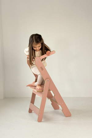 Baby Wood Kitchen Helper Składany Różowy