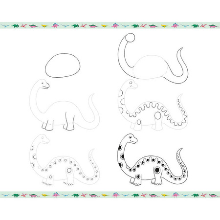 Janod Zestaw kreatywny Rysowanie krok po kroku Dinozaury 20 rysunków 7+