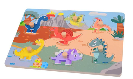 Joueco Drewniane puzzle z uchwytami DINO