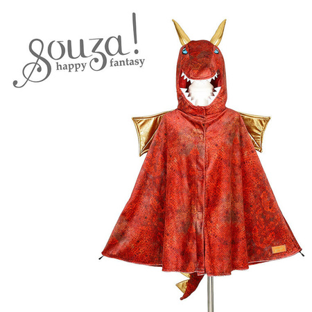 Souza! Kostium peleryna z kapturem - maską czerwony smok Red dragon 4-7 lat