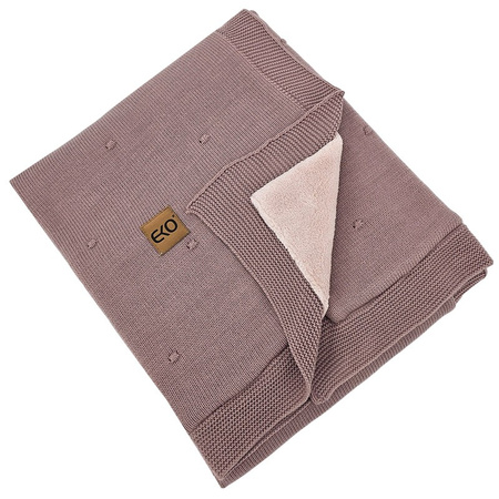 Eko Kocyk Dzianinowy z Podszyciem Futerkowym Liliowy