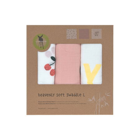Lassig Bambusowa pieluszka otulacz Zestaw 3 szt. 80x80cm Happy Fruits cherry