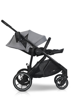 Easy Go Duoflex Wózek Głęboko-Spacerowy Bliźniaczy Rok po Roku Cloudy Gray 2 Siedziska 2 Gondole