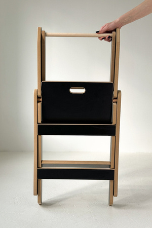 Baby Wood Kitchen Helper Składany Czarny