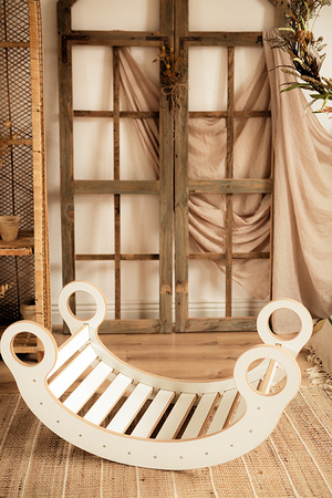 GUGI Bujak Drewniany Montessori XL + Poduszka Szara