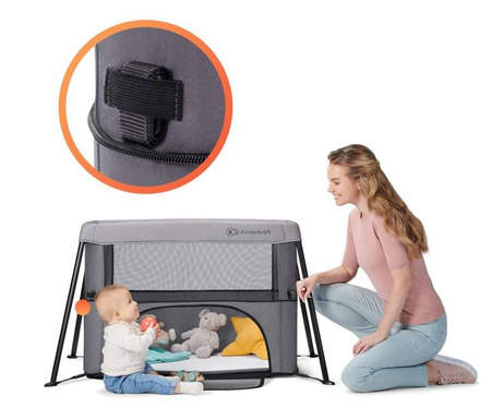 Kinderkraft Movi Łóżeczko Turystyczne   Grey&Wooden