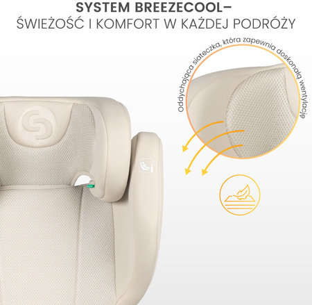 Caretero Breezy Fix - fotelik samochodowy 100-150 cm 2w1 z funkcją boostera | Beige