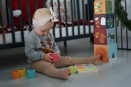 Janod Układanka drewniana sensoryczna "Kształty i dźwięki"