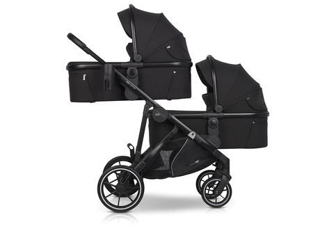 Easy Go Duoflex Wózek Głęboko-Spacerowy Bliźniaczy Rok po Roku Ebony Black 2 Siedziska 2 Gondole