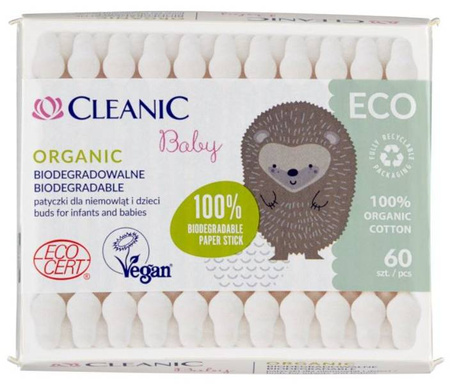 Patyczki Dla Niemowląt i Dzieci Cleanic Baby Eco 60 szt 