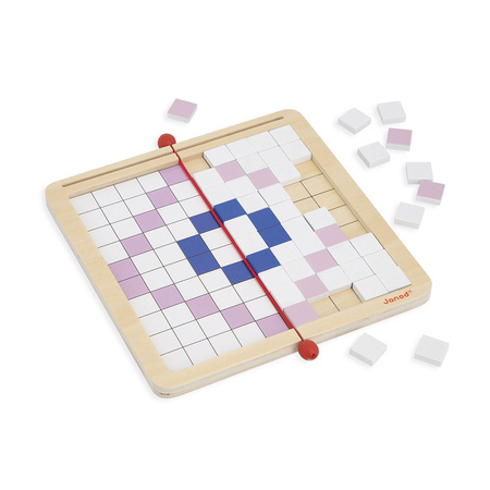 Janod Drewniana układanka mozaika piksele Symetria i kodowanie 4w1 5+