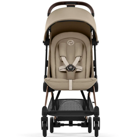 Cybex Coya Wózek Spacerowy Rama Rosegold Black Cozy Beige + Cybex Coya Moskitiera Black