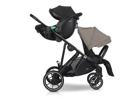 Easy Go Duoflex Wózek Głęboko-Spacerowy Bliźniaczy Rok po Roku Savana Beige 2 Siedziska 1 Gondola