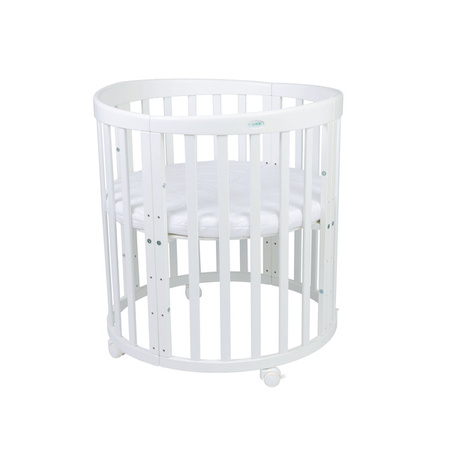 [OUTLET] Waldin Łóżeczko Dziecięce Owalne 7w1 z Materacem Białe