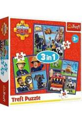 Trefl Puzzle 3w1 Dzień Strażaka Sama