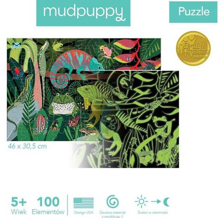 Mudpuppy Puzzle Świecące W Ciemności Żaby I Jaszczurki 100 Elementów 5+