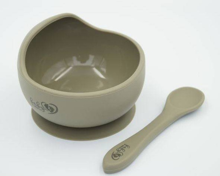 Baby in World Miska Silikonowa Z Przyssawką I Łyżeczką  Sage